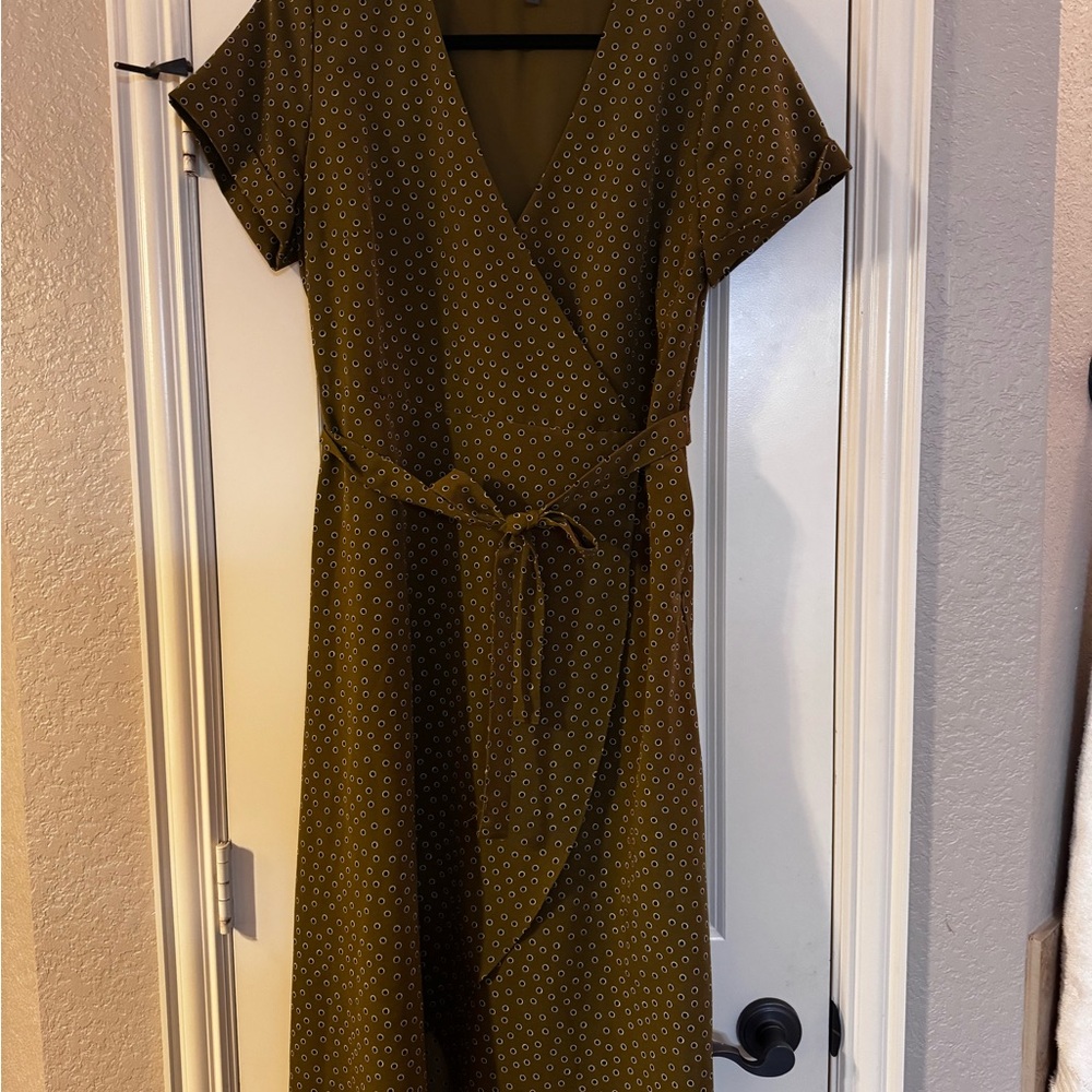 Madison Green Wrap Tie Front Dress